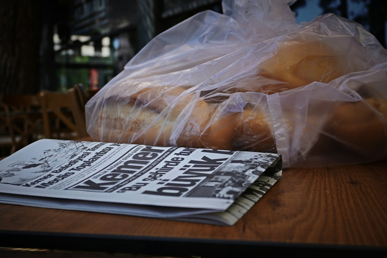 a bag of donuts on a table