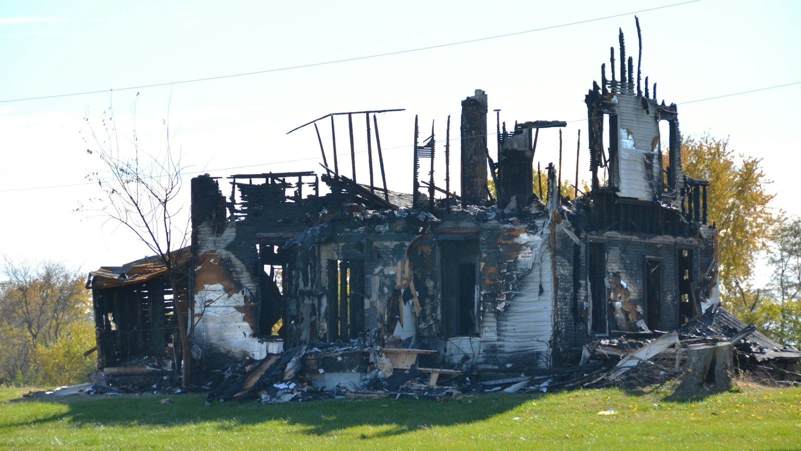 A house completely destroyed by fire