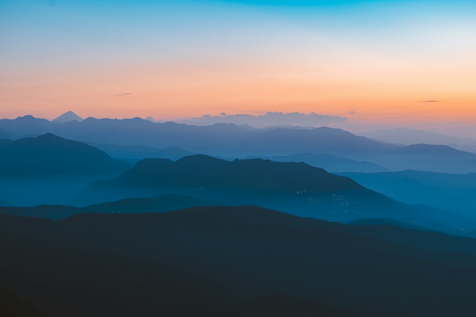 view of mountains during golden hour