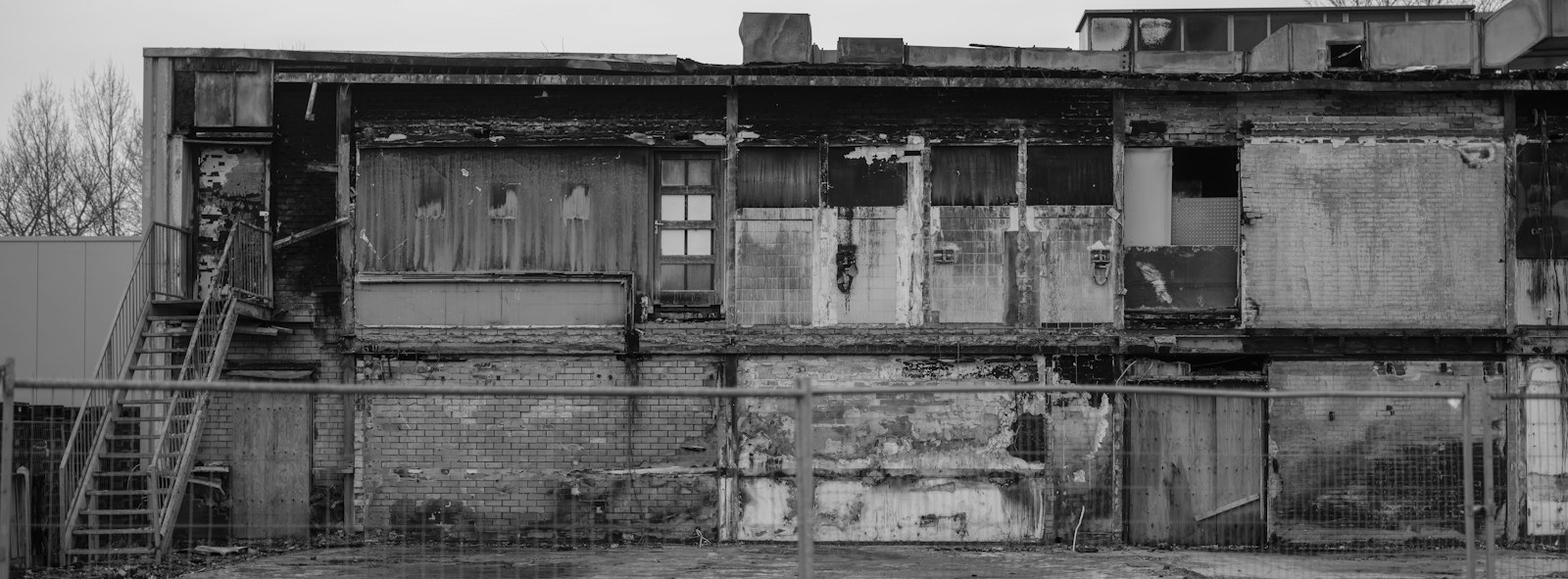 A black and white photo of an old building