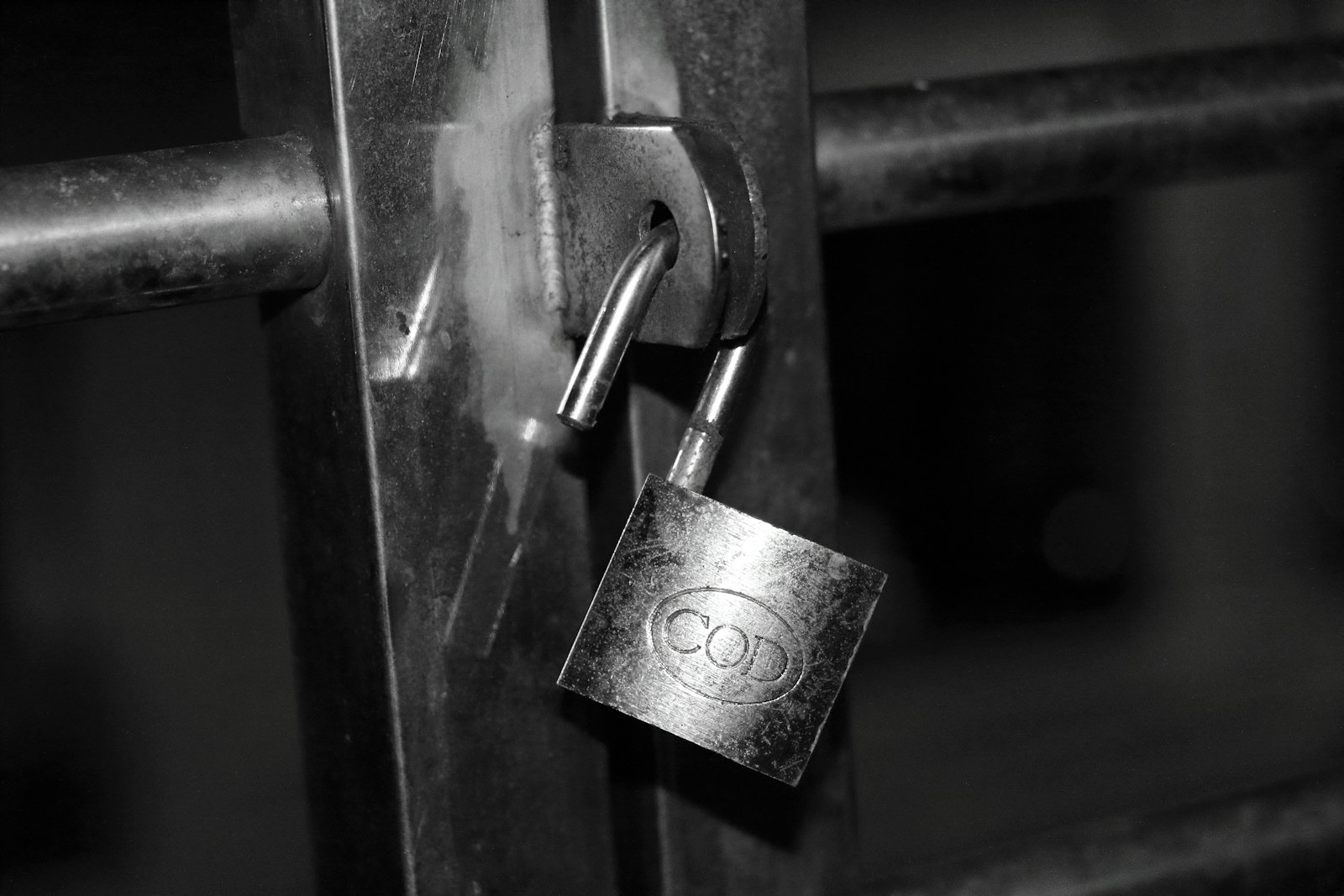 a padlock on a door with a lock on it