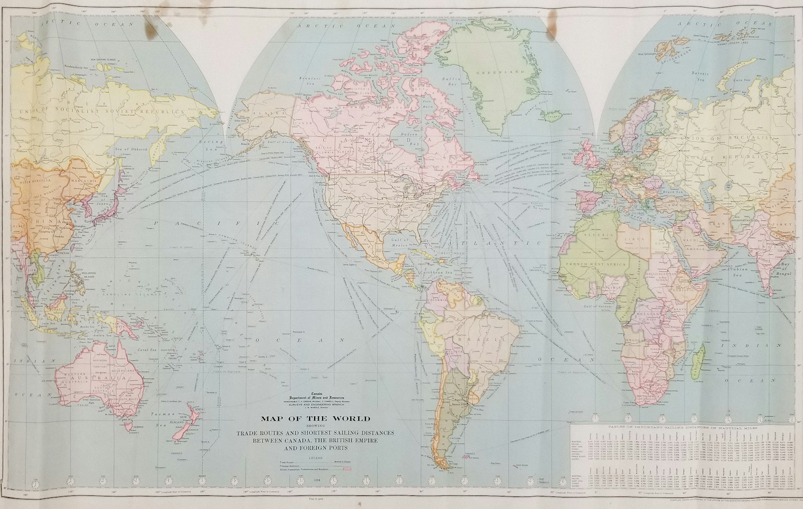Map of the world showing continents and oceans